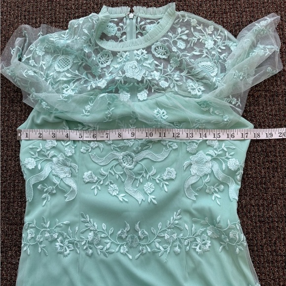 Mac Duggal Size 8 Mint Green A35147 Embroidered Midi A-Line Cocktail Dress New - Picture 11 of 12